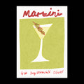 Martini Cocktail Risograph A4 print
