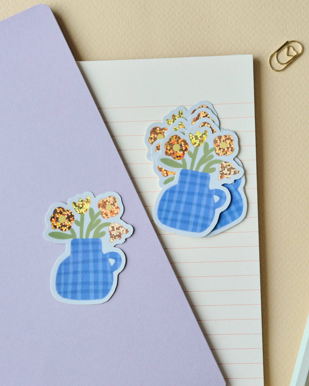 Flower Vase Holographic Vinyl Sticker