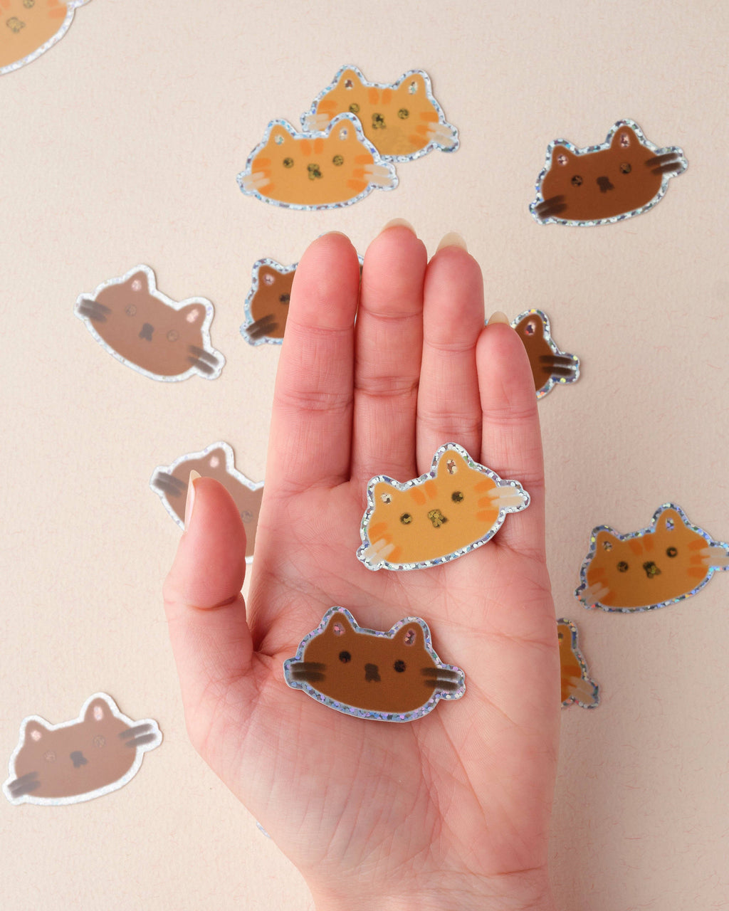 Brown Cat Holographic Sticker