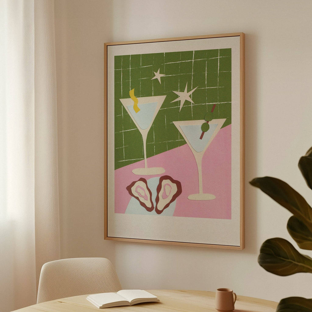 Martini Hand Collaged A4 Print