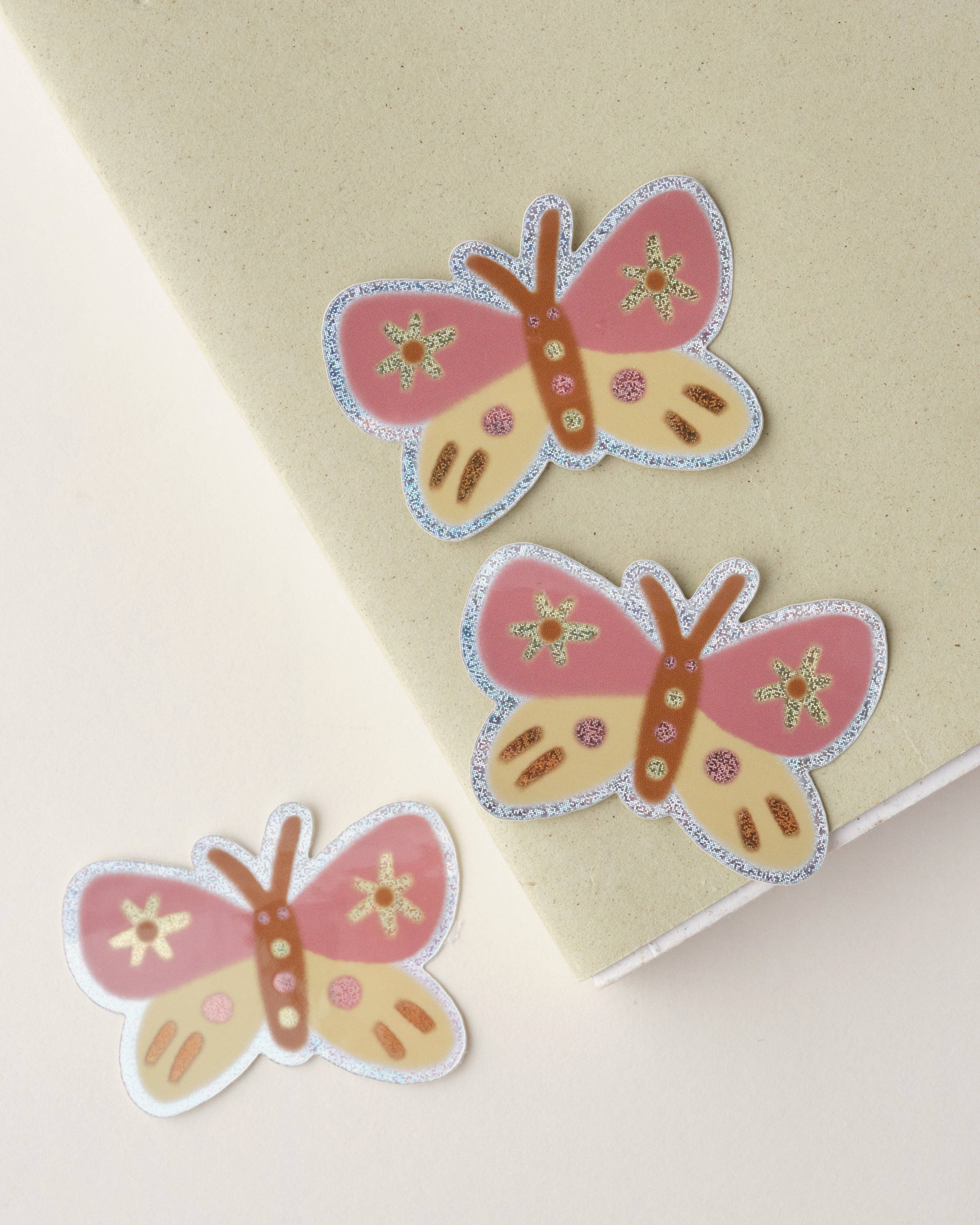 Pink Butterfly Holographic Vinyl Sticker