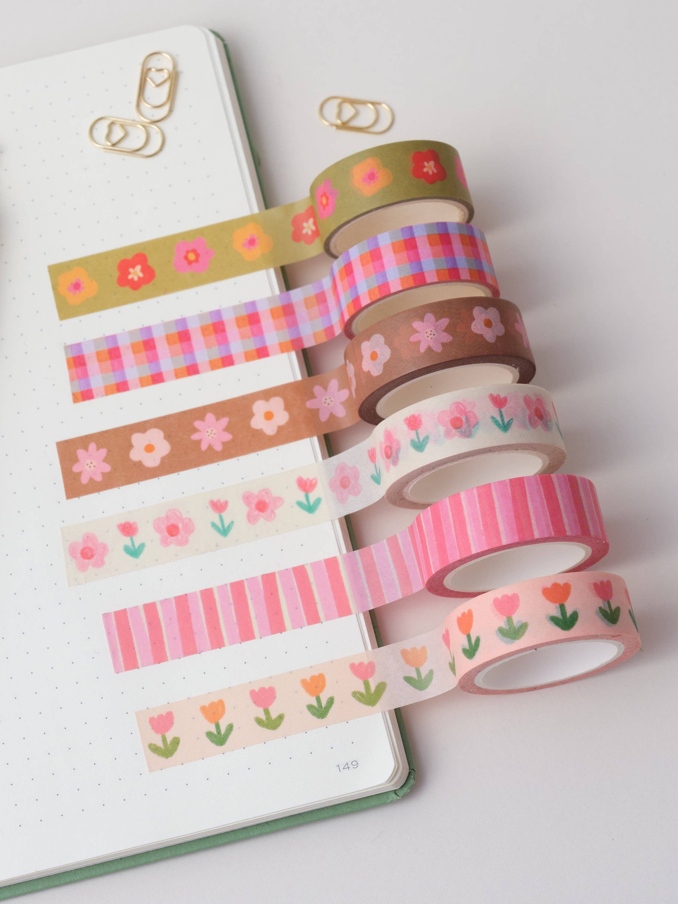 Brown and Pink Floral Washi Tape