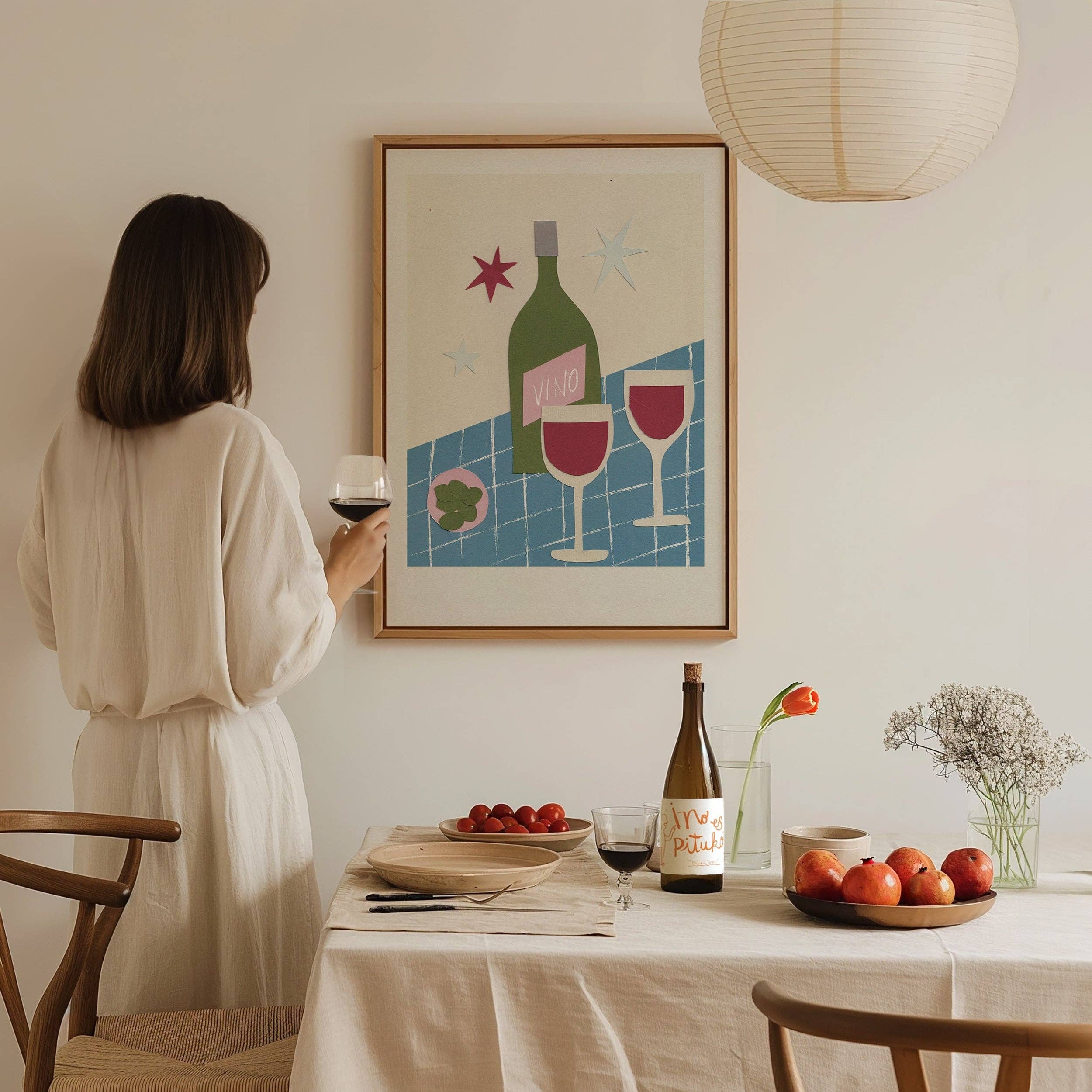 Wine Hand Collaged A4 Print