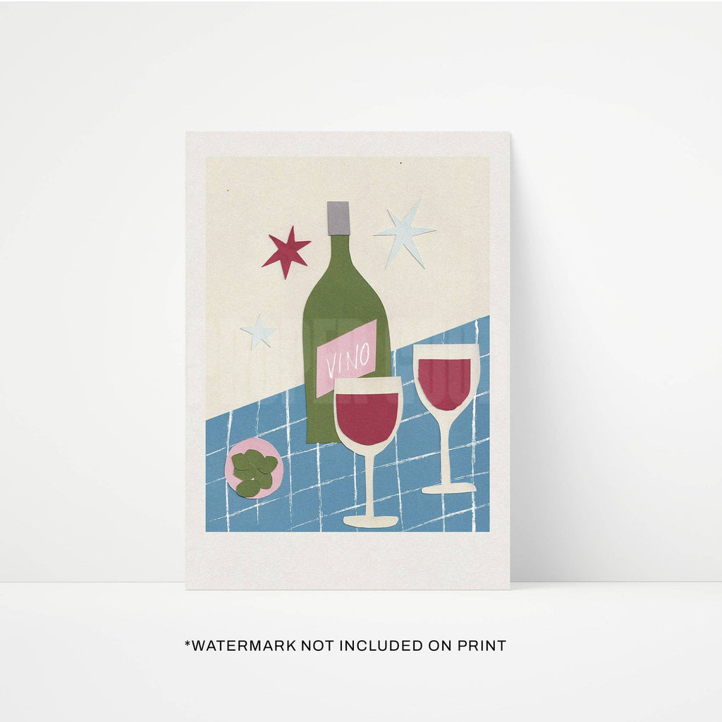 Wine Hand Collaged A4 Print