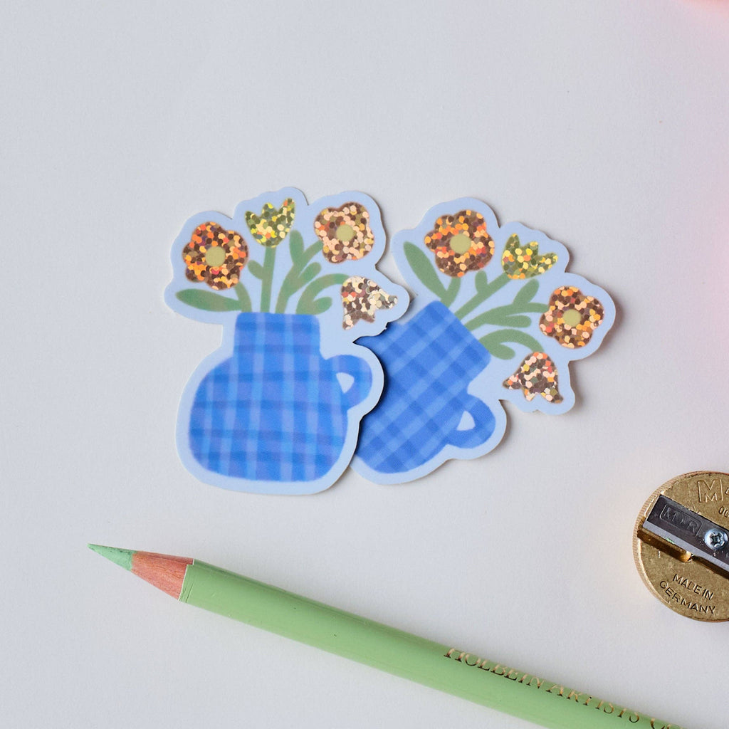 Flower Vase Holographic Vinyl Sticker