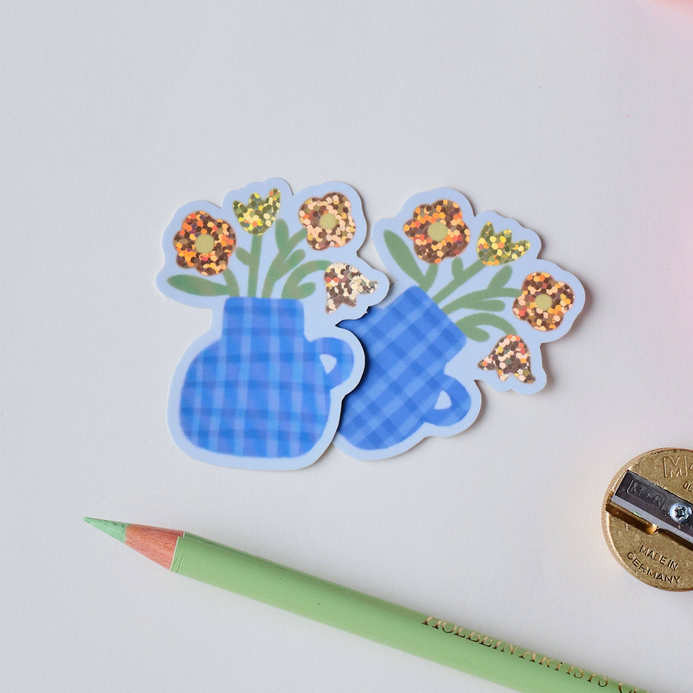 Flower Vase Holographic Vinyl Sticker