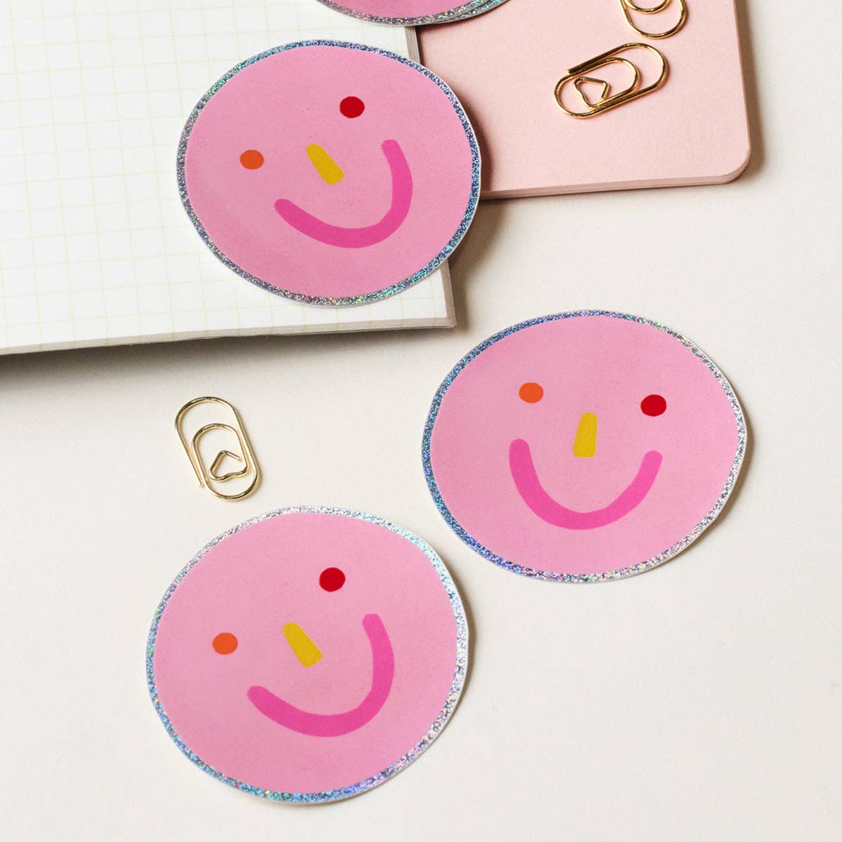 Smiley Face Holographic Vinyl Sticker