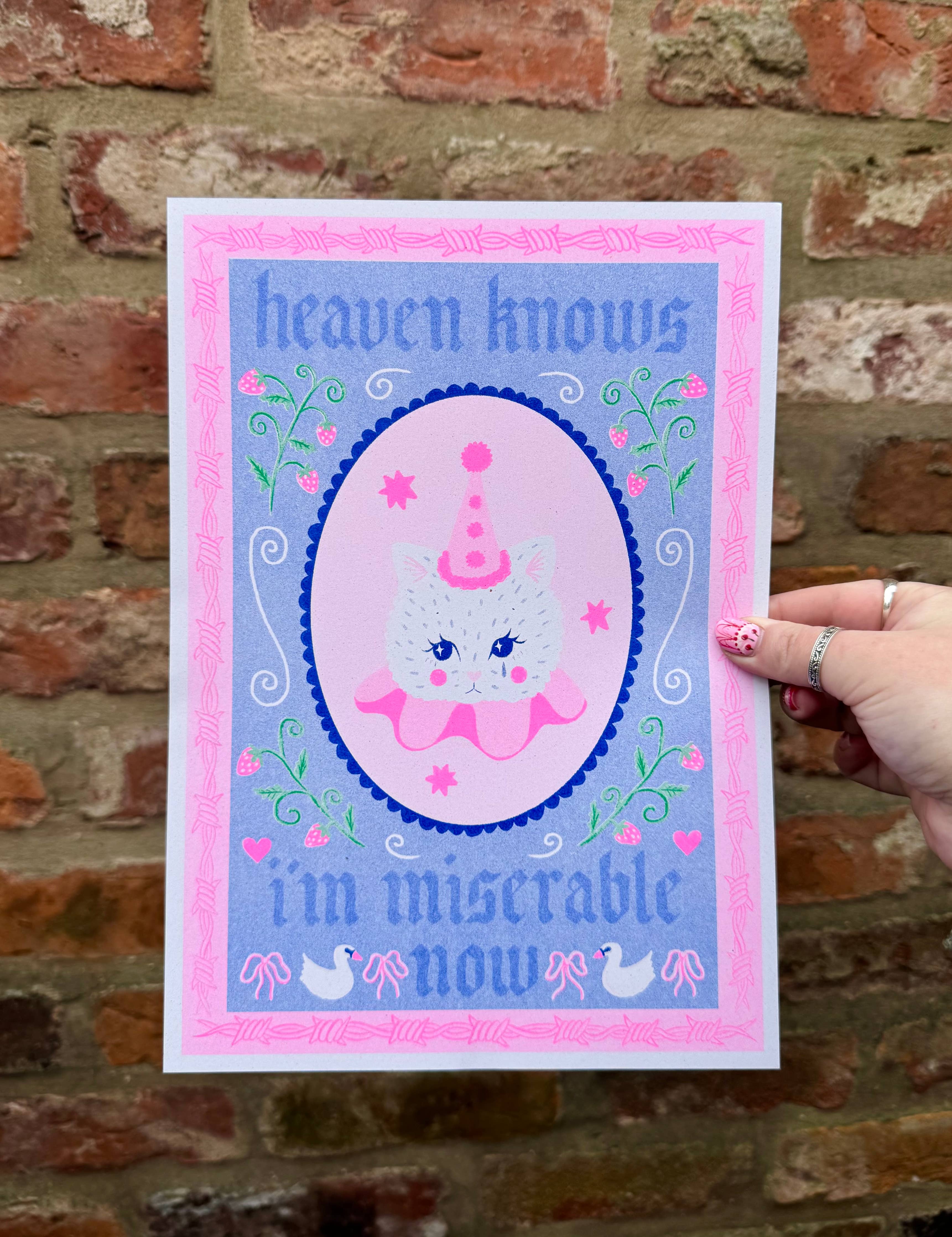 Heaven Knows I’m Miserable Now A4 Risograph Print