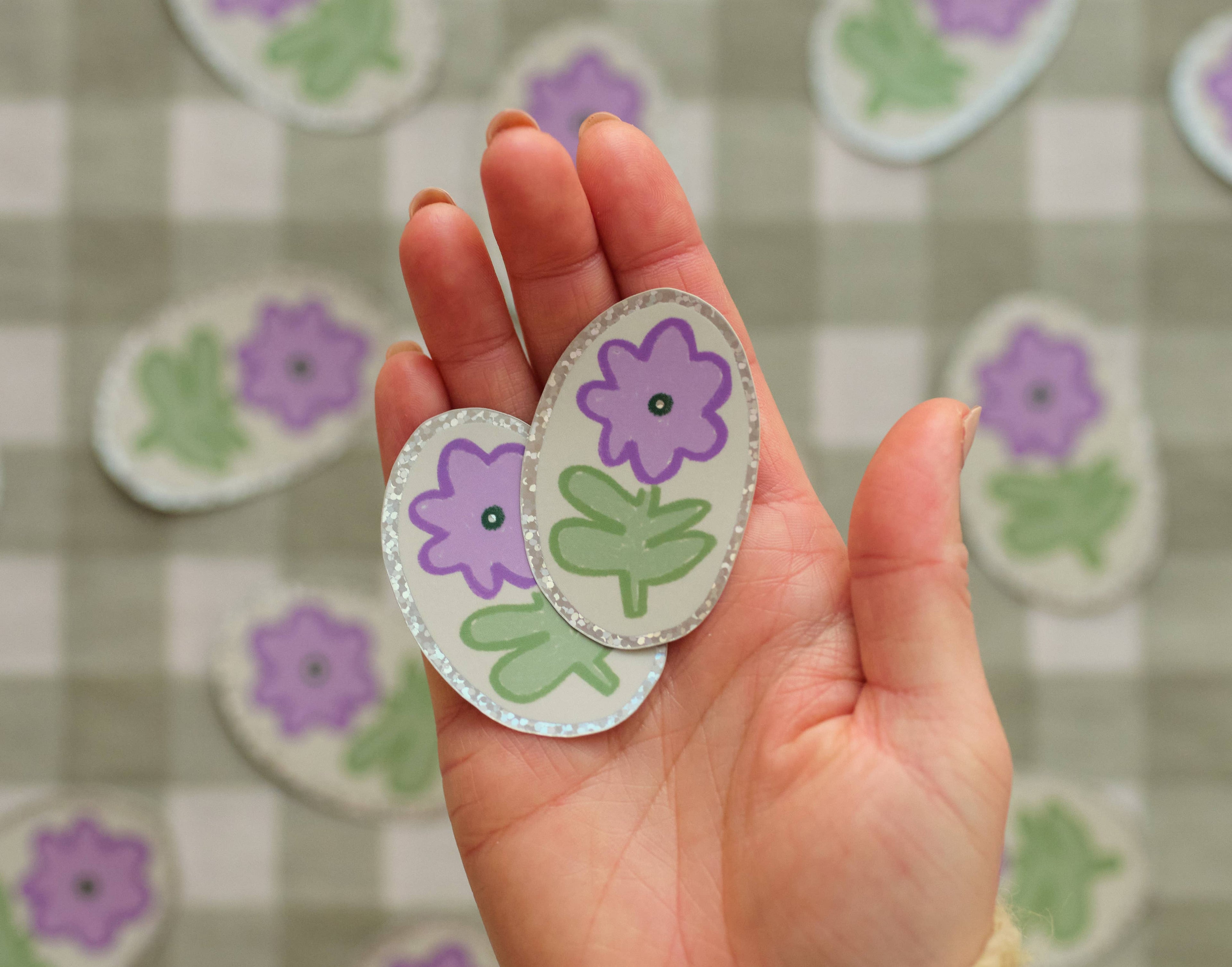 Purple Flower Holographic Vinyl Sticker