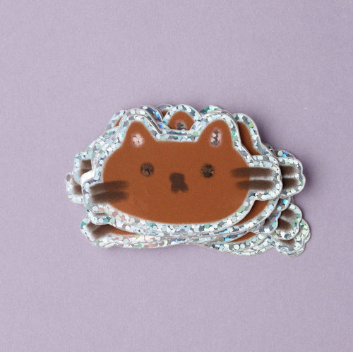 Brown Cat Holographic Sticker