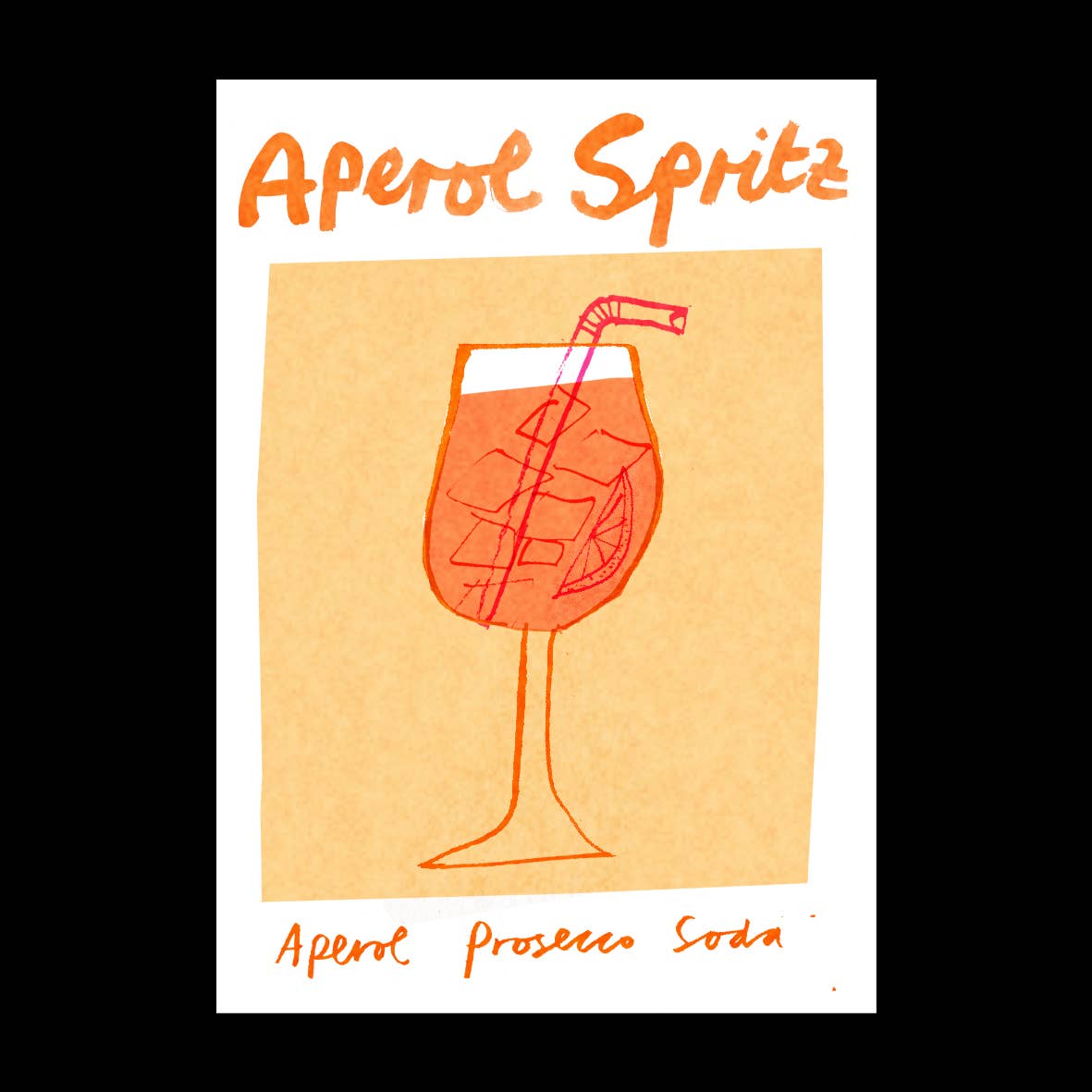 Aperol Spritz Risograph A4 Print