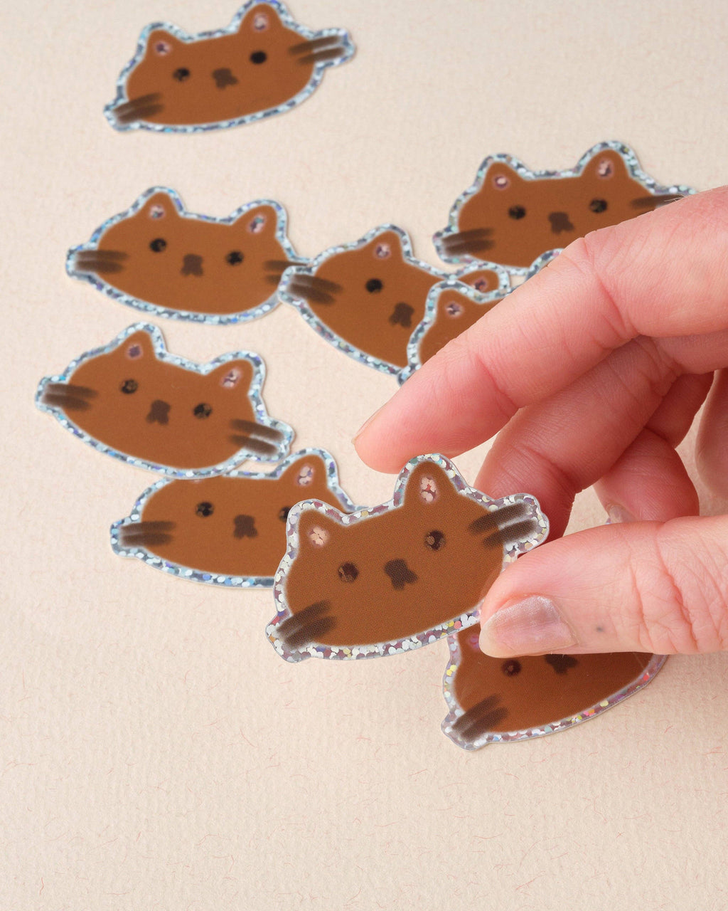 Brown Cat Holographic Sticker
