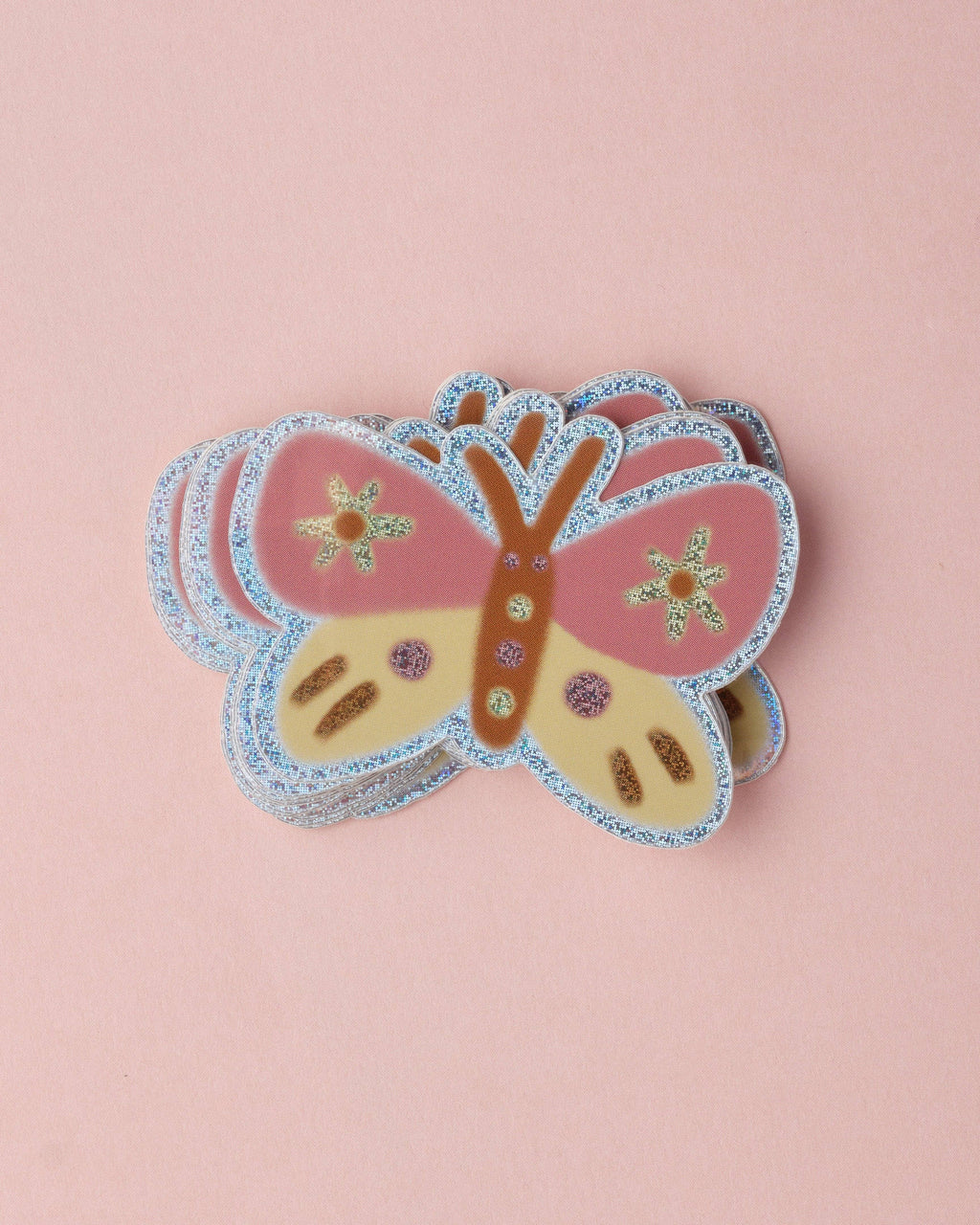 Pink Butterfly Holographic Vinyl Sticker