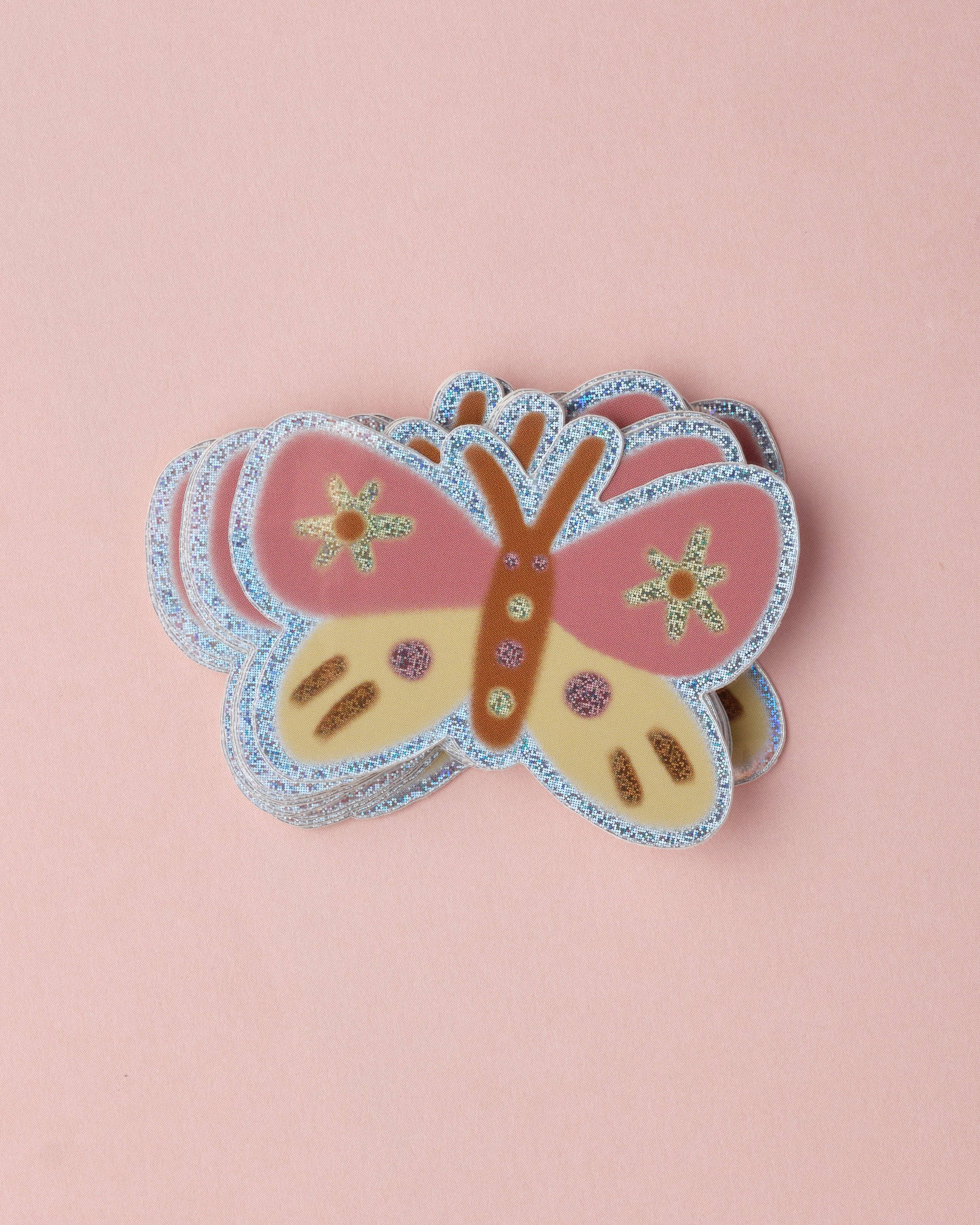 Pink Butterfly Holographic Vinyl Sticker
