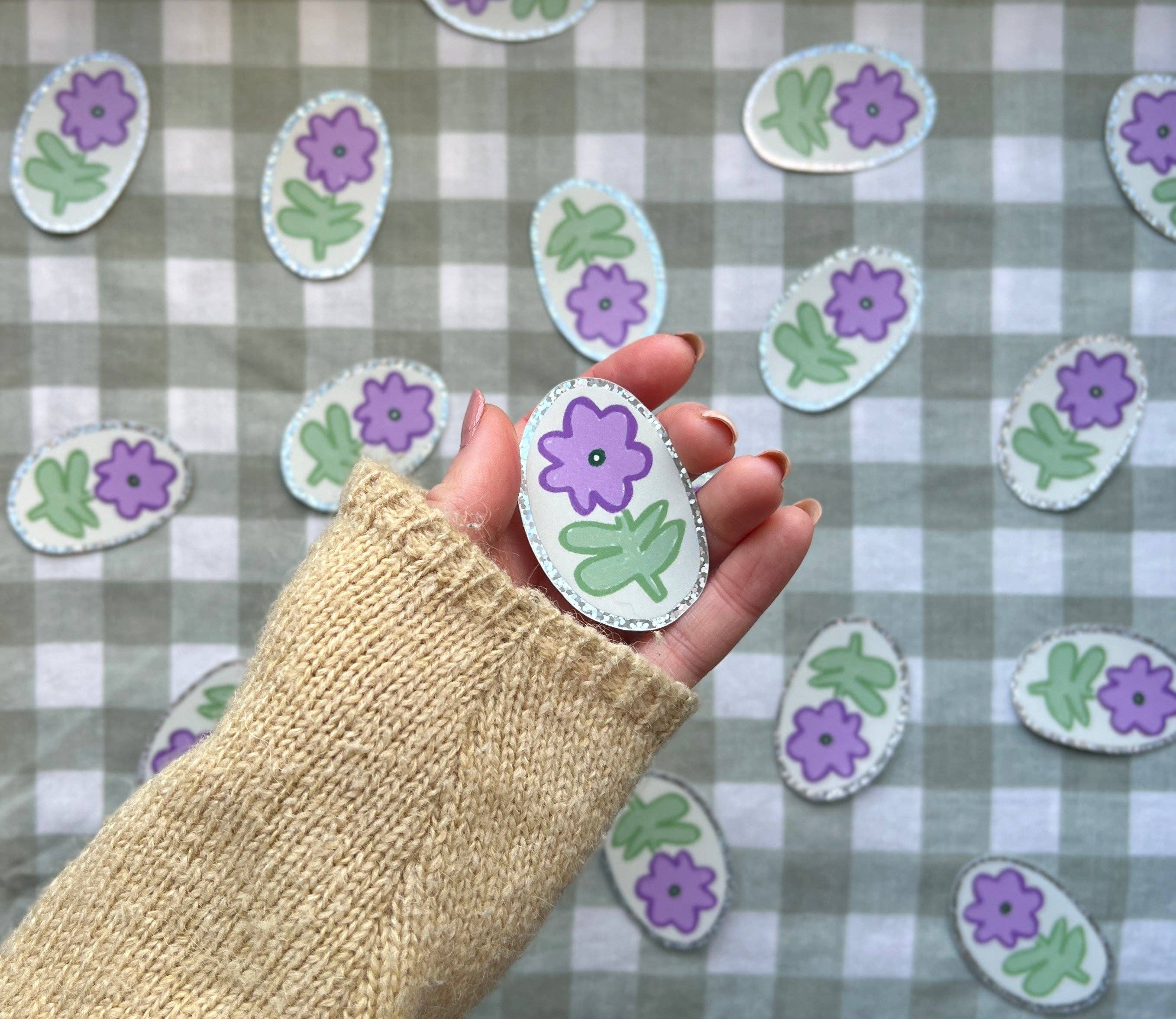 Purple Flower Holographic Vinyl Sticker
