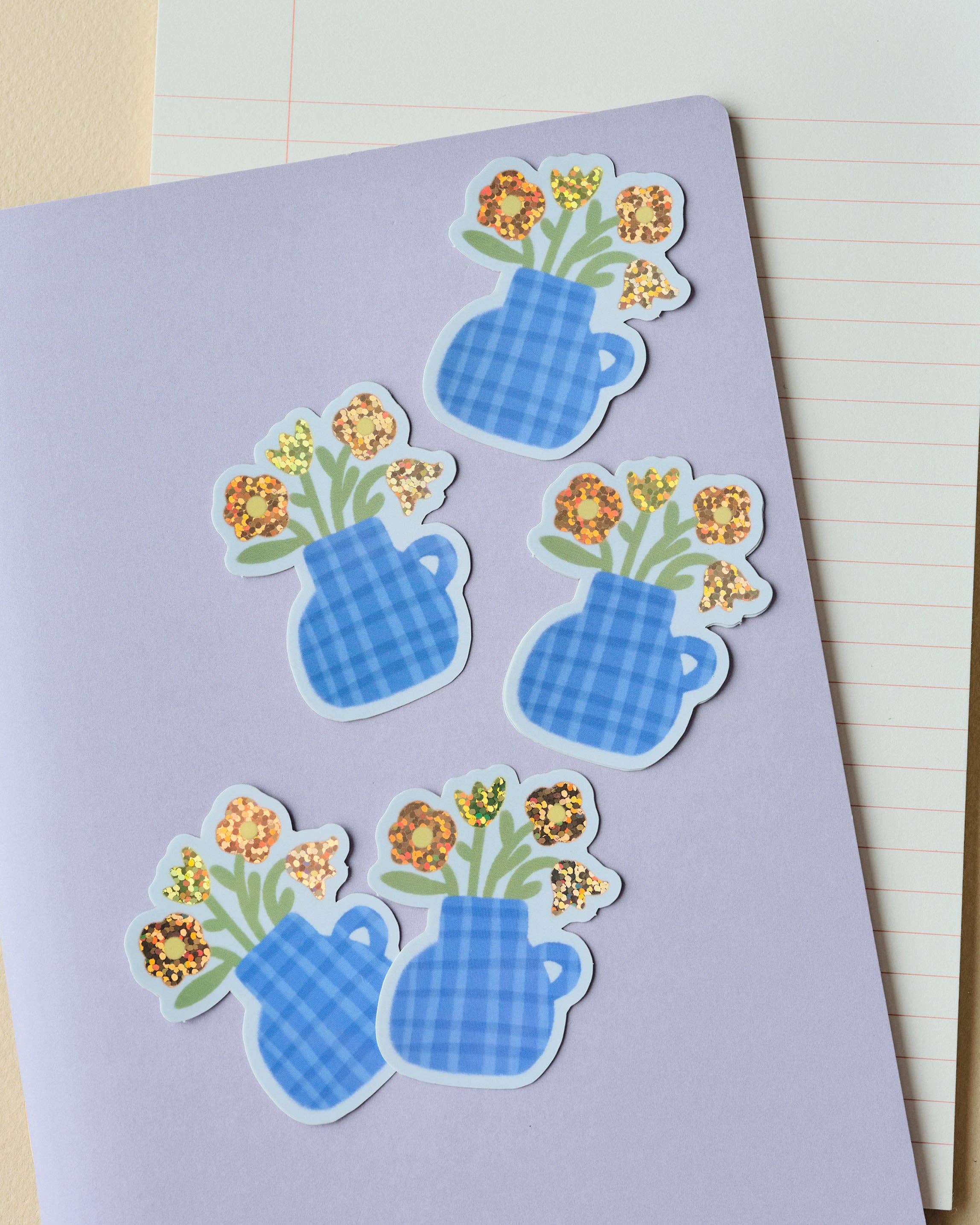 Flower Vase Holographic Vinyl Sticker