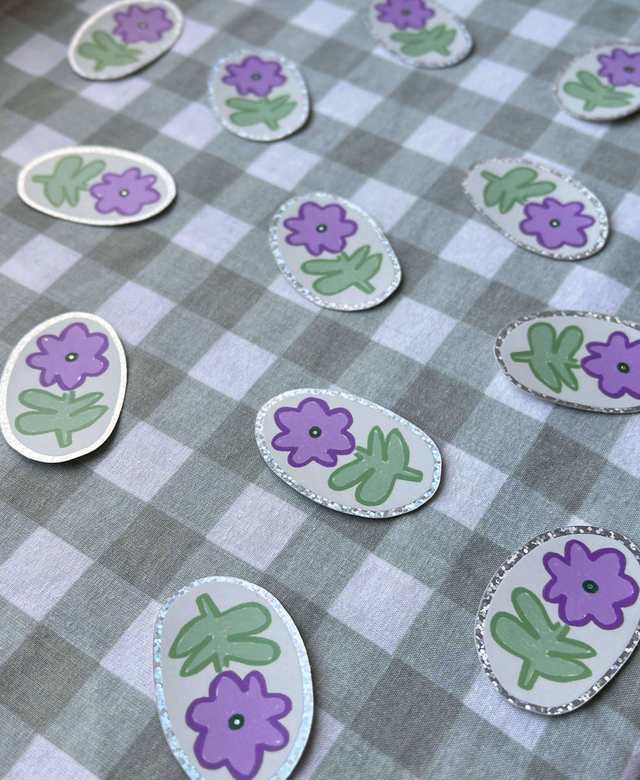 Purple Flower Holographic Vinyl Sticker