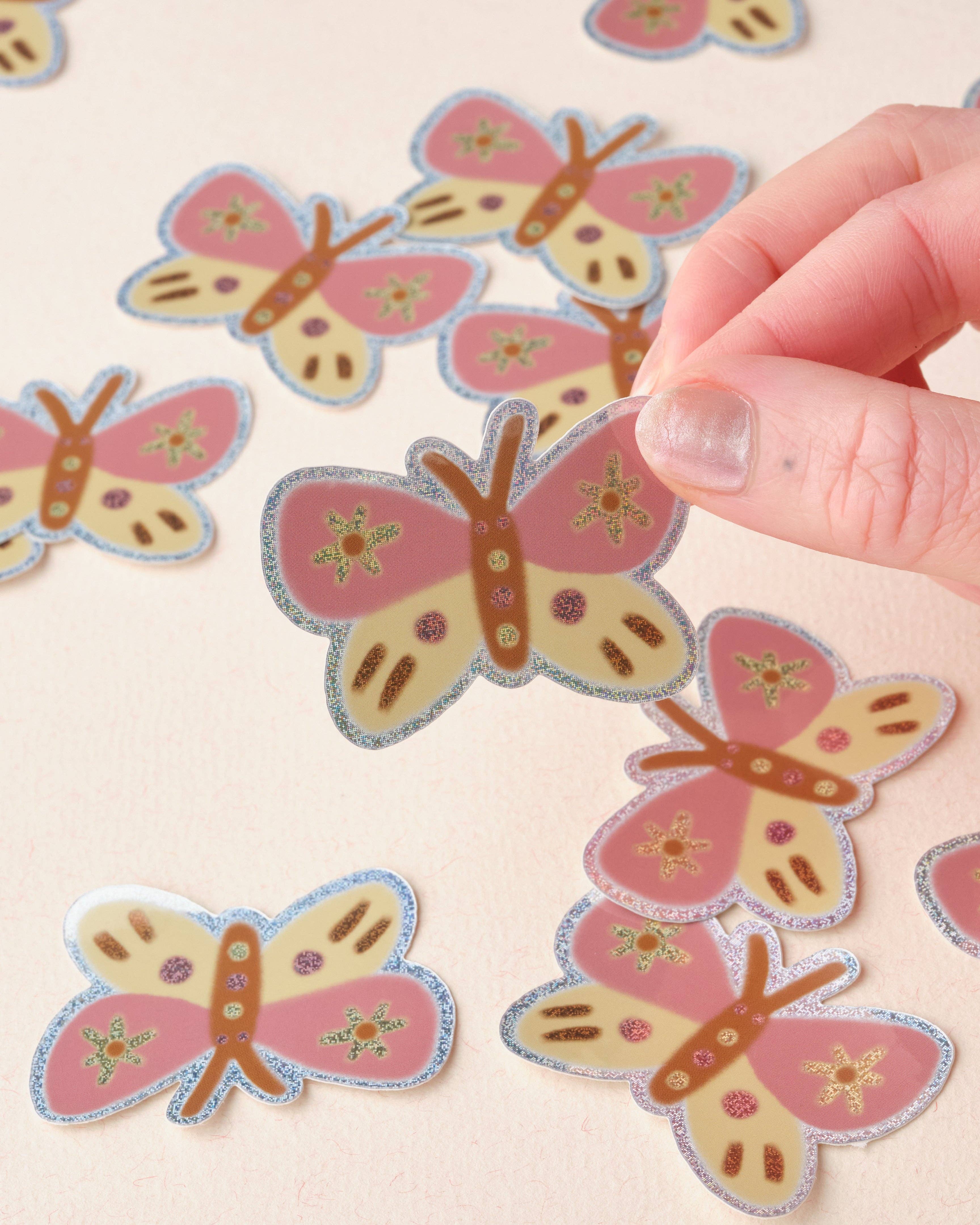Pink Butterfly Holographic Vinyl Sticker