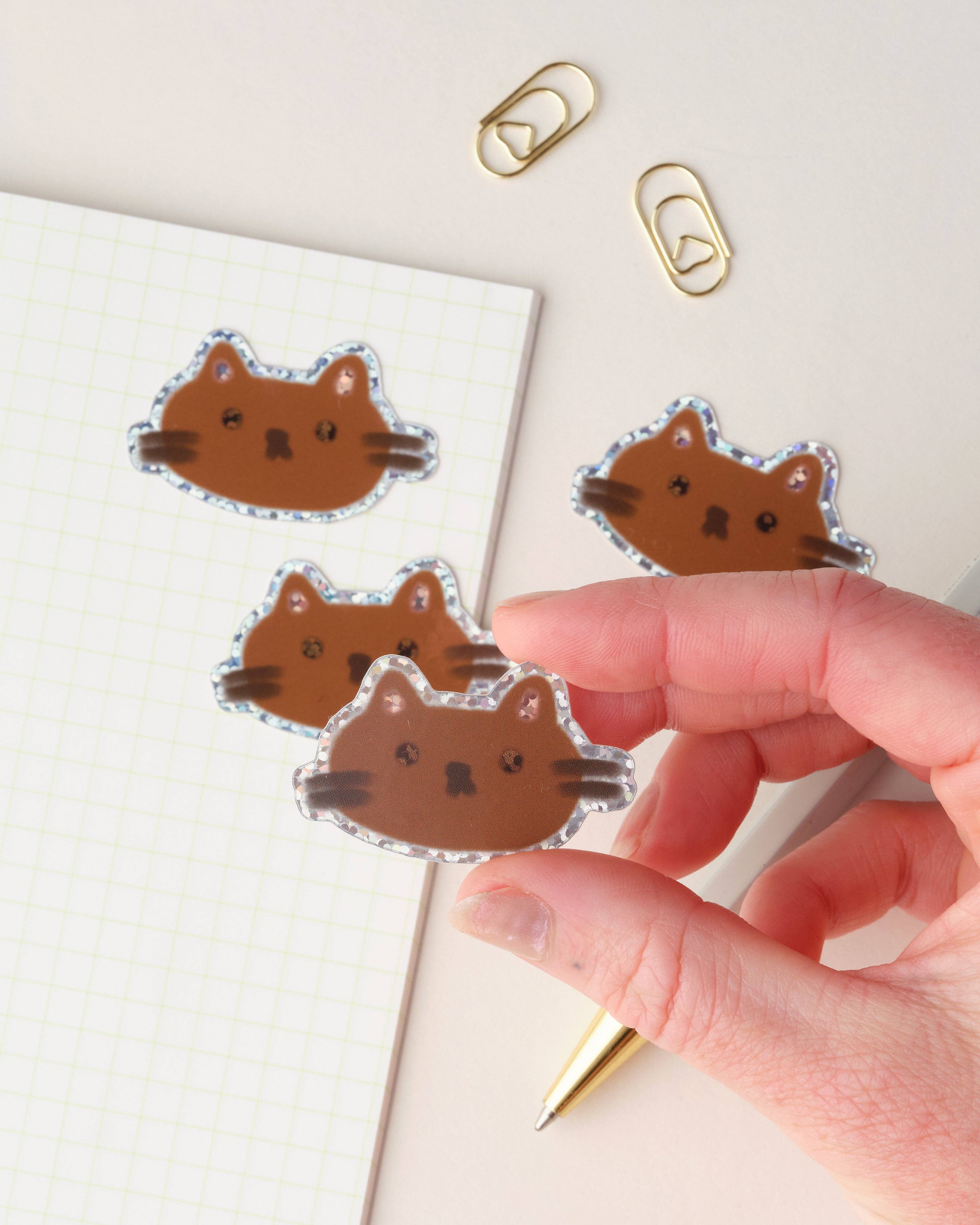 Brown Cat Holographic Sticker
