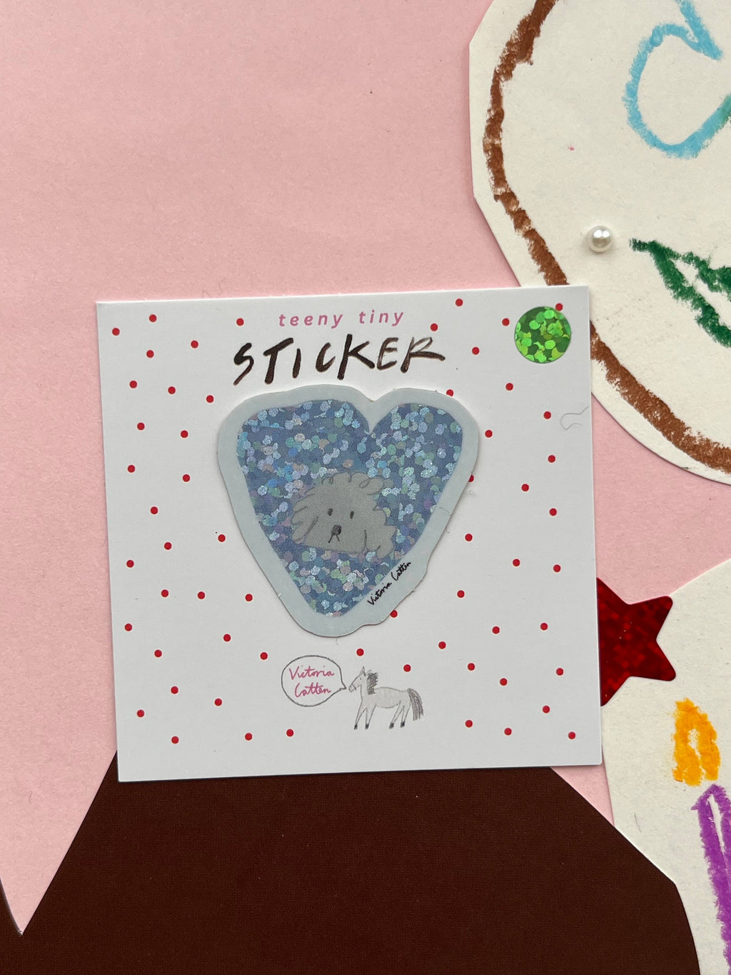 Glitter Heart Dog Teeny Tiny Vinyl Sticker