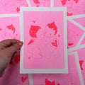 Kissing Kewpies A5 Risograph Print