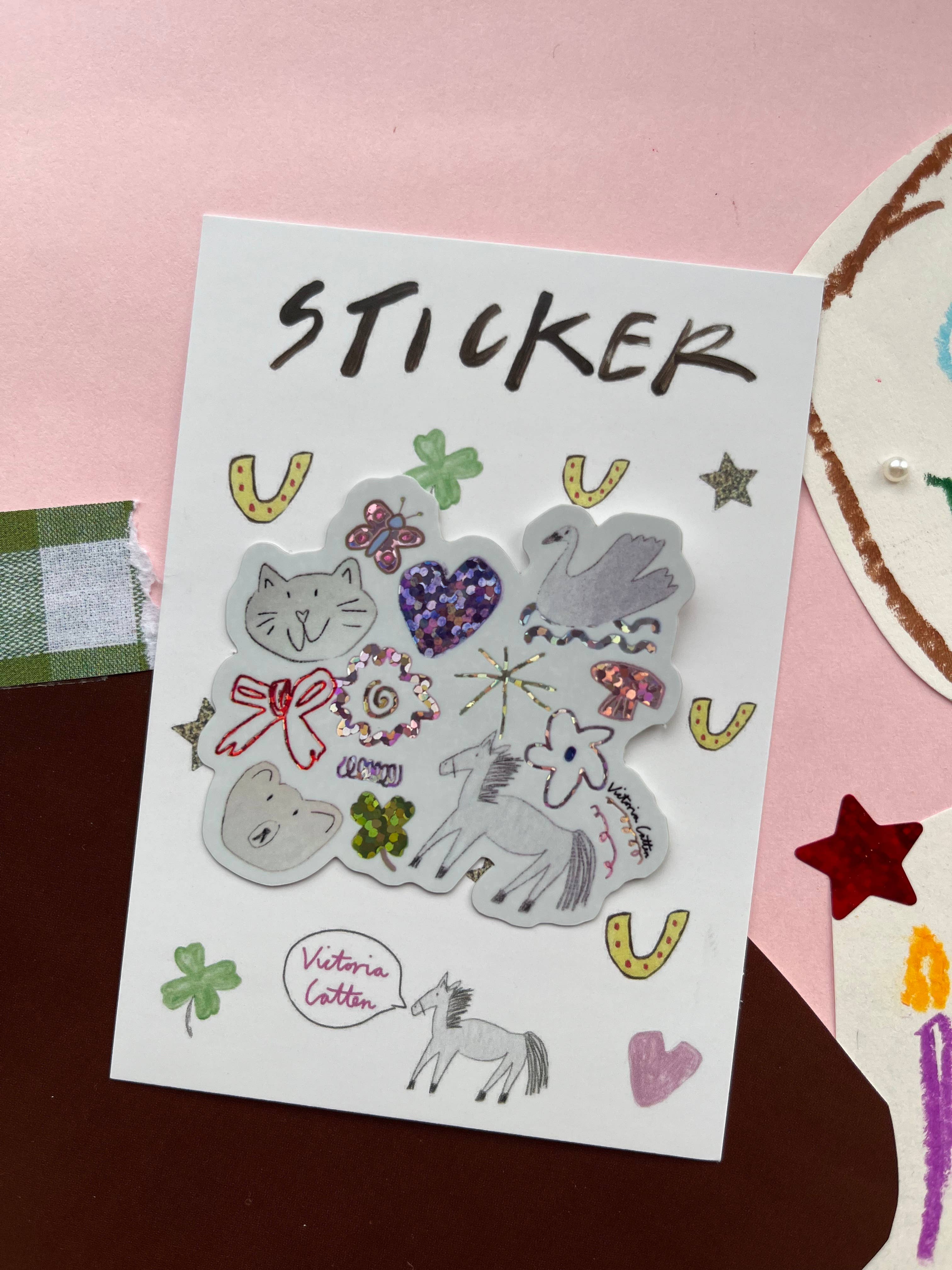 All The Animal Pals World Glitter Vinyl  Sticker