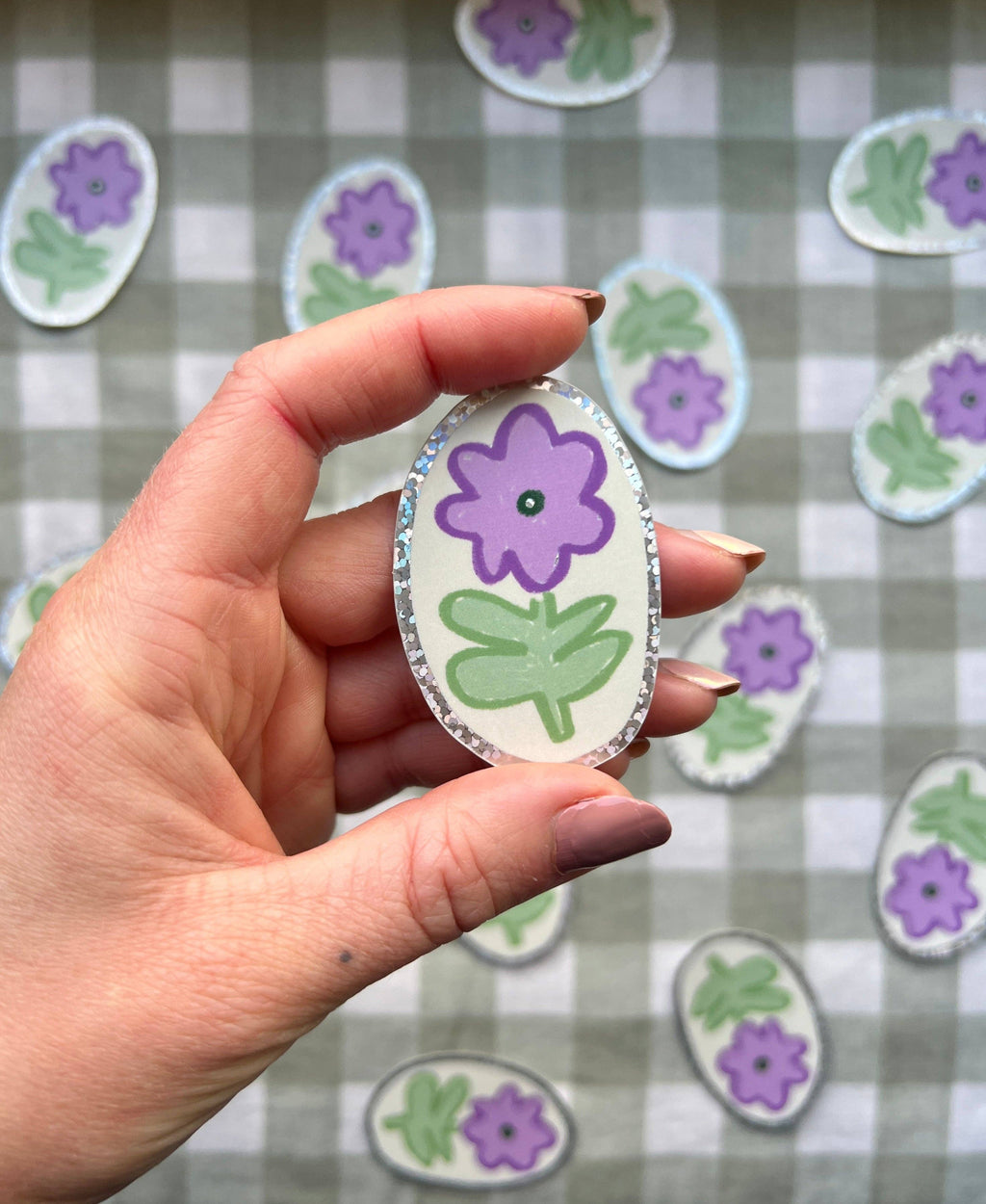 Purple Flower Holographic Vinyl Sticker