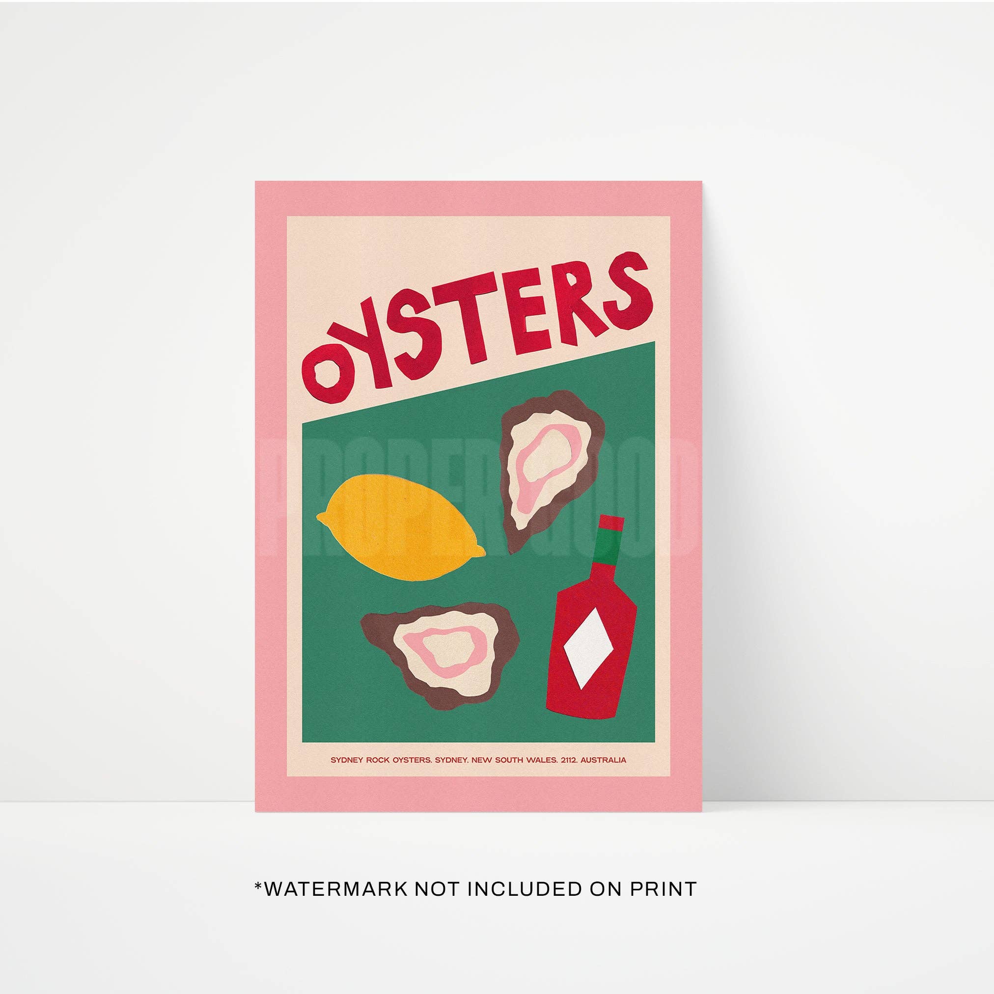 Oysters Hand Collaged A4 Print