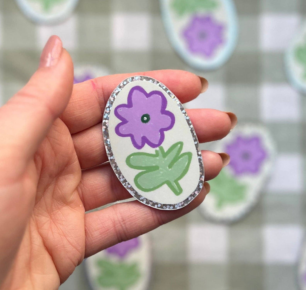 Purple Flower Holographic Vinyl Sticker