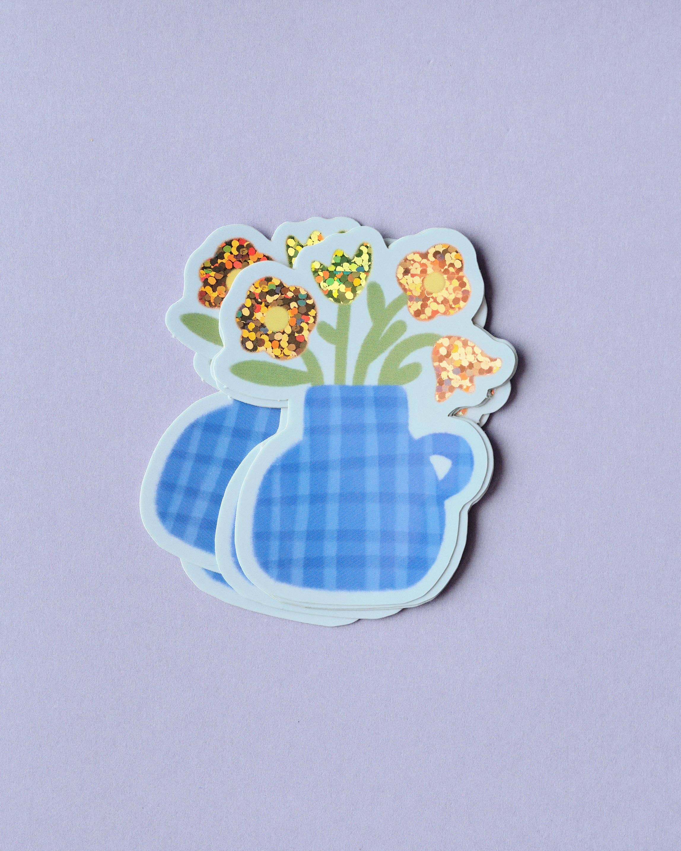 Flower Vase Holographic Vinyl Sticker