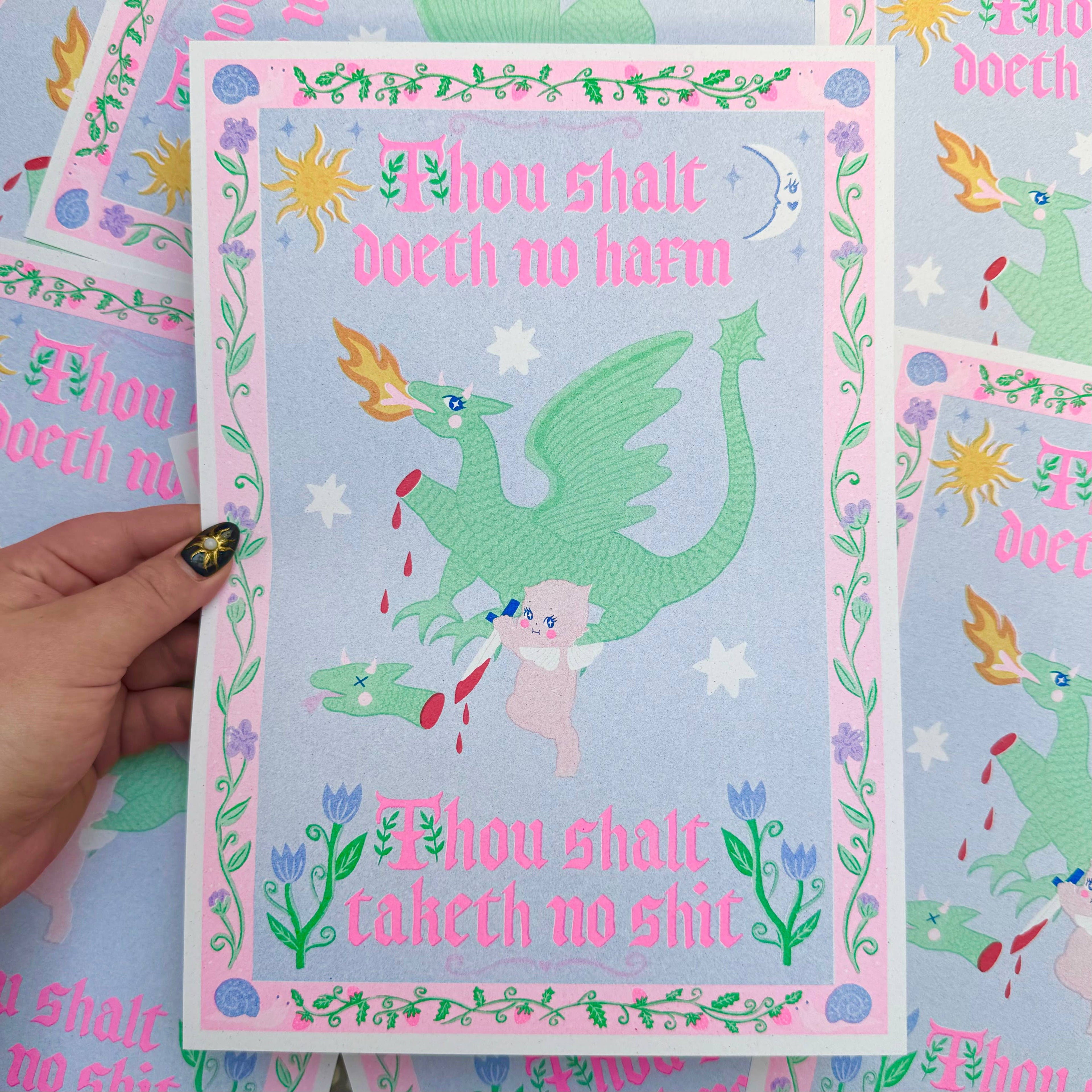 Taketh No Shit A4 Risograph Print