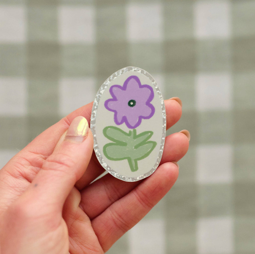 Purple Flower Holographic Vinyl Sticker