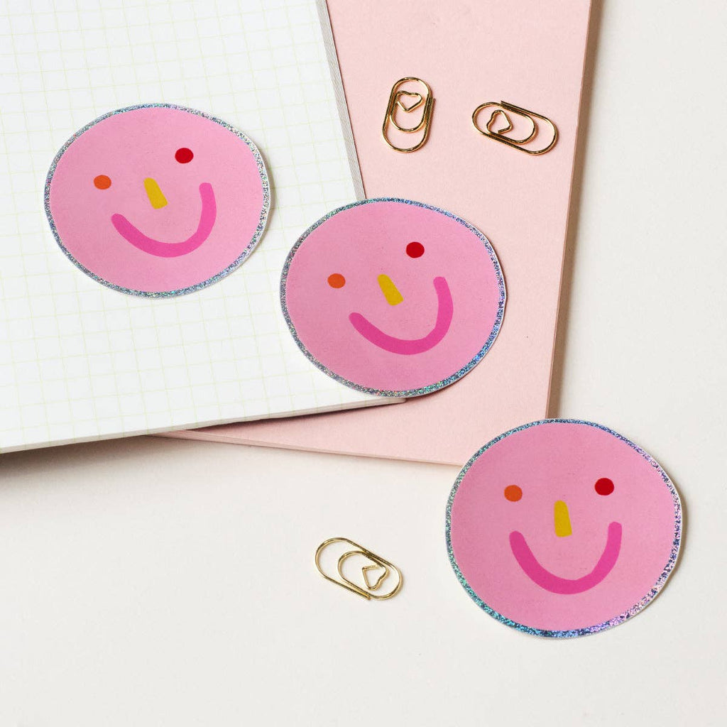 Smiley Face Holographic Vinyl Sticker